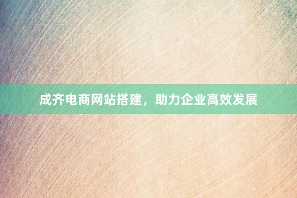 成齐电商网站搭建，助力企业高效发展